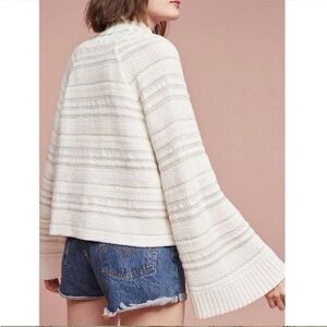 ANTHROPOLOGIE Moth Mahalia Kimono Cream/White Knit Cardigan - L